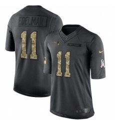 Men's Nike New England Patriots #11 Julian Edelman Limited Black 2016 Salute to Service NFL Jersey
