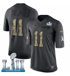 Men's Nike New England Patriots #11 Julian Edelman Limited Black 2016 Salute to Service Super Bowl LII NFL Jersey