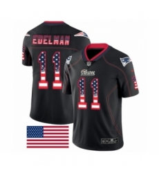 Men's Nike New England Patriots #11 Julian Edelman Limited Black Rush USA Flag NFL Jersey