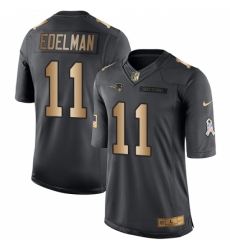 Men's Nike New England Patriots #11 Julian Edelman Limited Black/Gold Salute to Service NFL Jersey
