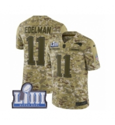 Men's Nike New England Patriots #11 Julian Edelman Limited Camo 2018 Salute to Service Super Bowl LIII Bound NFL Jersey