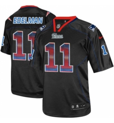 Men's Nike New England Patriots #11 Julian Edelman Limited Lights Out Black Strobe NFL Jersey