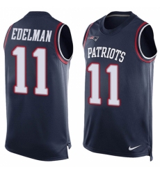 Men's Nike New England Patriots #11 Julian Edelman Limited Navy Blue Player Name & Number Tank Top NFL Jersey