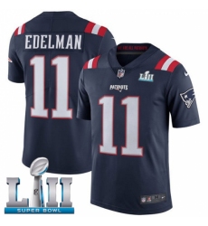 Men's Nike New England Patriots #11 Julian Edelman Limited Navy Blue Rush Vapor Untouchable Super Bowl LII NFL Jersey