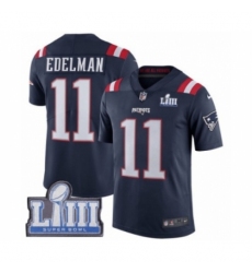 Men's Nike New England Patriots #11 Julian Edelman Limited Navy Blue Rush Vapor Untouchable Super Bowl LIII Bound NFL Jersey