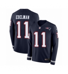 Men's Nike New England Patriots #11 Julian Edelman Limited Navy Blue Therma Long Sleeve NFL Jersey