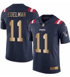 Men's Nike New England Patriots #11 Julian Edelman Limited Navy/Gold Rush NFL Jersey