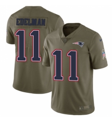 Men's Nike New England Patriots #11 Julian Edelman Limited Olive 2017 Salute to Service NFL Jersey