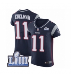 Men's Nike New England Patriots #11 Julian Edelman Navy Blue Team Color Vapor Untouchable Elite Player Super Bowl LIII Bound NFL Jersey