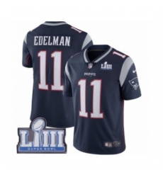 Men's Nike New England Patriots #11 Julian Edelman Navy Blue Team Color Vapor Untouchable Limited Player Super Bowl LIII Bound NFL Jersey