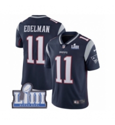 Men's Nike New England Patriots #11 Julian Edelman Navy Blue Team Color Vapor Untouchable Limited Player Super Bowl LIII Bound NFL Jersey