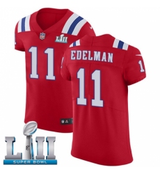 Men's Nike New England Patriots #11 Julian Edelman Red Alternate Vapor Untouchable Elite Player Super Bowl LII NFL Jersey