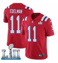 Men's Nike New England Patriots #11 Julian Edelman Red Alternate Vapor Untouchable Limited Player Super Bowl LII NFL Jersey