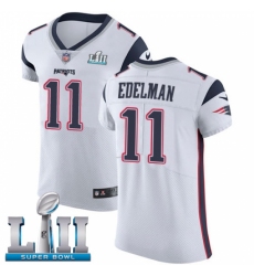 Men's Nike New England Patriots #11 Julian Edelman White Vapor Untouchable Elite Player Super Bowl LII NFL Jersey