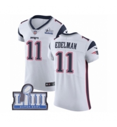 Men's Nike New England Patriots #11 Julian Edelman White Vapor Untouchable Elite Player Super Bowl LIII Bound NFL Jersey