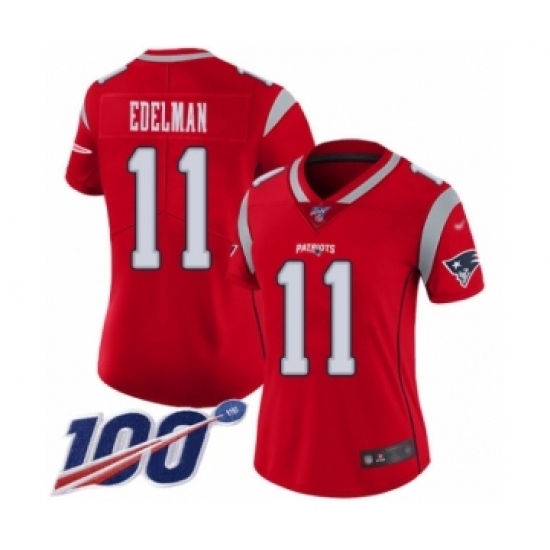 Women's New England Patriots #11 Julian Edelman Limited Red Inverted Legend 100th Season Football Jersey Women's New England Patriots #11 Julian Edelman Limited Red Inverted Legend 100th Season Football Jersey