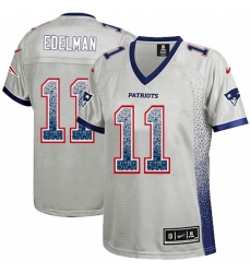 Women's Nike New England Patriots #11 Julian Edelman Elite Grey Drift Fashion NFL Jersey