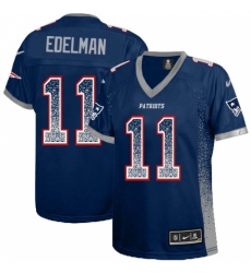 Women's Nike New England Patriots #11 Julian Edelman Elite Navy Blue Drift Fashion NFL Jersey