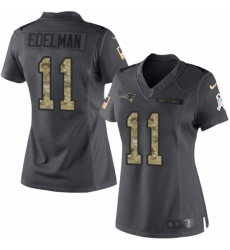 Women's Nike New England Patriots #11 Julian Edelman Limited Black 2016 Salute to Service NFL Jersey