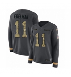 Women's Nike New England Patriots #11 Julian Edelman Limited Black Salute to Service Therma Long Sleeve NFL Jersey