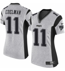 Women's Nike New England Patriots #11 Julian Edelman Limited Gray Gridiron II NFL Jersey
