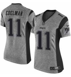 Women's Nike New England Patriots #11 Julian Edelman Limited Gray Gridiron NFL Jersey