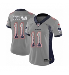 Women's Nike New England Patriots #11 Julian Edelman Limited Gray Rush Drift Fashion NFL Jersey