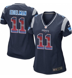 Women's Nike New England Patriots #11 Julian Edelman Limited Navy Blue Strobe NFL Jersey