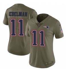 Women's Nike New England Patriots #11 Julian Edelman Limited Olive 2017 Salute to Service NFL Jersey