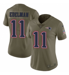 Women's Nike New England Patriots #11 Julian Edelman Limited Olive 2017 Salute to Service NFL Jersey