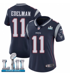 Women's Nike New England Patriots #11 Julian Edelman Navy Blue Team Color Vapor Untouchable Limited Player Super Bowl LII NFL Jersey