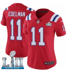 Women's Nike New England Patriots #11 Julian Edelman Red Alternate Vapor Untouchable Limited Player Super Bowl LII NFL Jersey