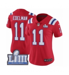 Women's Nike New England Patriots #11 Julian Edelman Red Alternate Vapor Untouchable Limited Player Super Bowl LIII Bound NFL Jersey