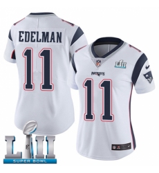 Women's Nike New England Patriots #11 Julian Edelman White Vapor Untouchable Limited Player Super Bowl LII NFL Jersey