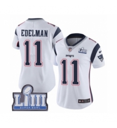 Women's Nike New England Patriots #11 Julian Edelman White Vapor Untouchable Limited Player Super Bowl LIII Bound NFL Jersey