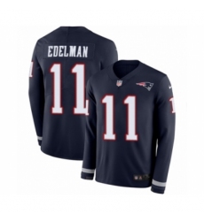 Youth Nike New England Patriots #11 Julian Edelman Limited Navy Blue Therma Long Sleeve NFL Jersey