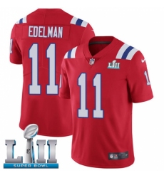 Youth Nike New England Patriots #11 Julian Edelman Red Alternate Vapor Untouchable Limited Player Super Bowl LII NFL Jersey