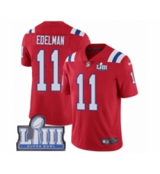 Youth Nike New England Patriots #11 Julian Edelman Red Alternate Vapor Untouchable Limited Player Super Bowl LIII Bound NFL Jersey
