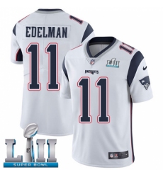 Youth Nike New England Patriots #11 Julian Edelman White Vapor Untouchable Limited Player Super Bowl LII NFL Jersey