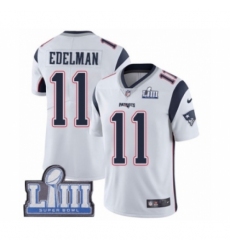 Youth Nike New England Patriots #11 Julian Edelman White Vapor Untouchable Limited Player Super Bowl LIII Bound NFL Jersey