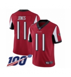 Men's Atlanta Falcons #11 Julio Jones Red Team Color Vapor Untouchable Limited Player 100th Season Football Jersey