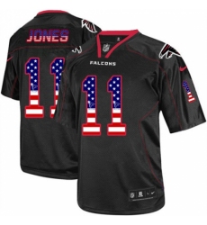 Men's Nike Atlanta Falcons #11 Julio Jones Elite Black USA Flag Fashion NFL Jersey
