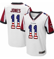 Men's Nike Atlanta Falcons #11 Julio Jones Elite White Road USA Flag Fashion NFL Jersey