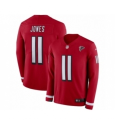 Men's Nike Atlanta Falcons #11 Julio Jones Limited Red Therma Long Sleeve NFL Jersey