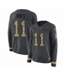 Women's Nike Atlanta Falcons #11 Julio Jones Limited Black Salute to Service Therma Long Sleeve NFL Jersey