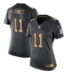 Women's Nike Atlanta Falcons #11 Julio Jones Limited Black/Gold Salute to Service NFL Jersey