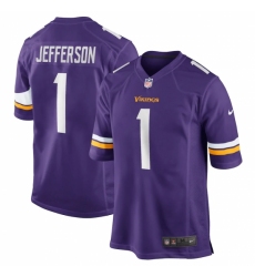 Men's Minnesota Vikings #1 Justin Jefferson Nike Purple 2020 NFL Draft First Round Pick Game Jersey