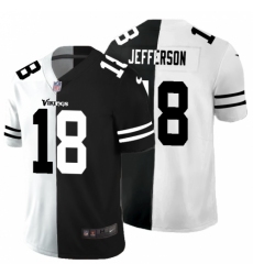 Men's Minnesota Vikings #18 Justin Jefferson Black V White Peace Split Nike Vapor Untouchable Limited NFL Jersey