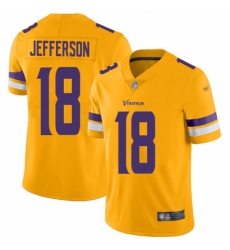 Men's Minnesota Vikings #18 Justin Jefferson Gold Stitched NFL Limited Inverted Legend Jersey