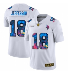 Men's Minnesota Vikings #18 Justin Jefferson White Nike Multi-Color 2020 NFL Crucial Catch Limited NFL Jersey